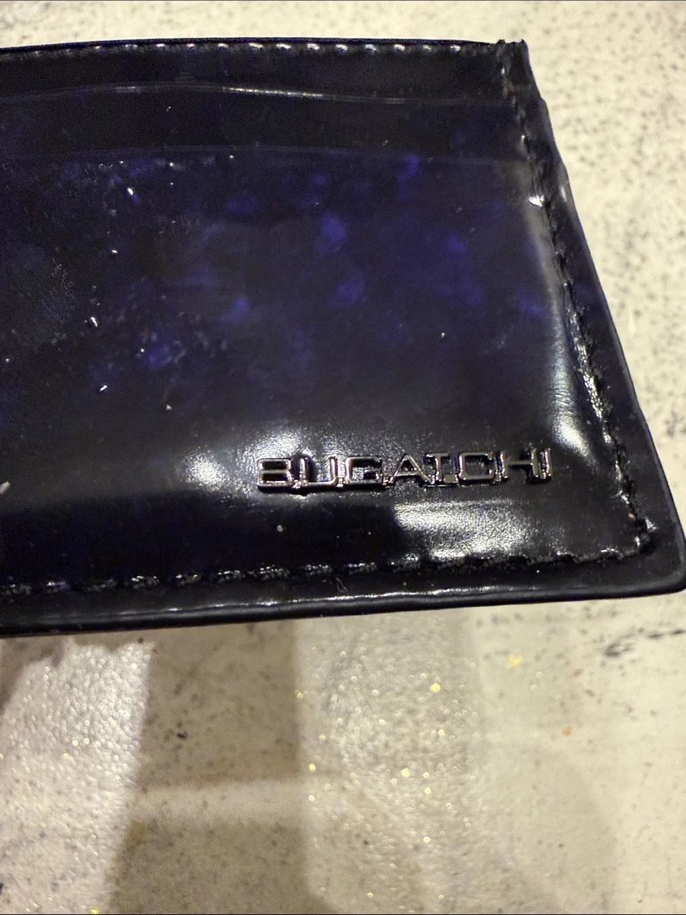 Bugatchi Black Gloss Leather Card Holder